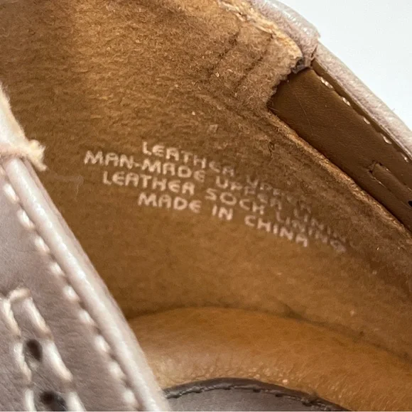 Earth Women's Taupe Tan Oxford Lace-Up Heeled Shoes - leather Size 9.5 - Picture 5 of 6